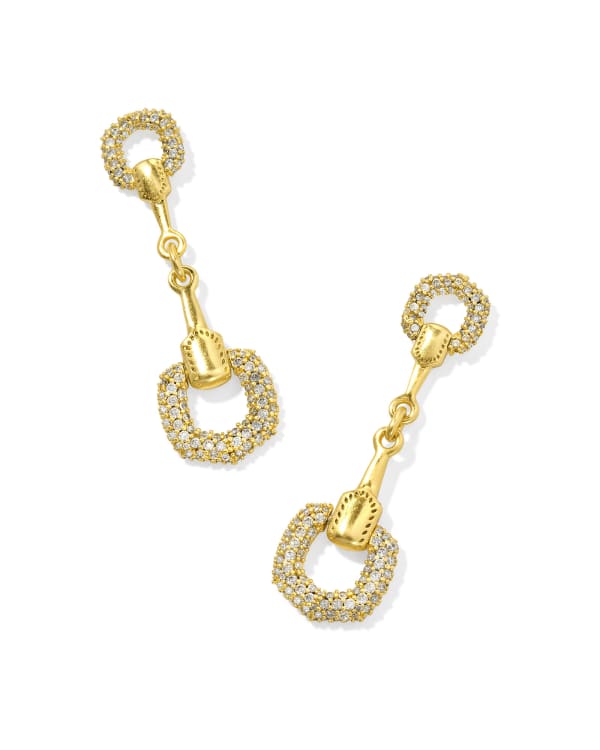 Beau Vintage Gold Pave Linear Earrings in White CZ