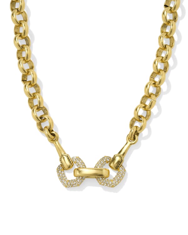 Beau Vintage Gold Pave Statement Necklace in White CZ