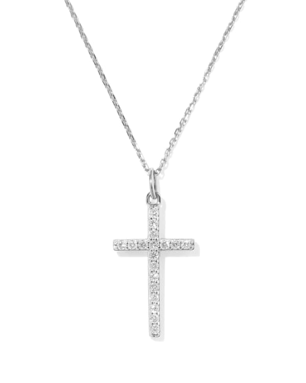 0.23 ct Lab Grown Diamond Cross Pendant Necklace in 14k White Gold