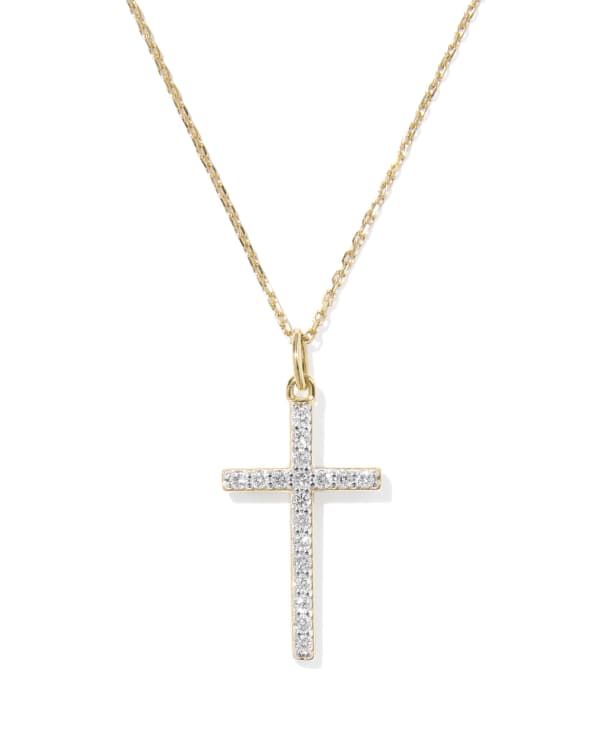 0.23 ct Lab Grown Diamond Cross Pendant Necklace in 14k Yellow Gold