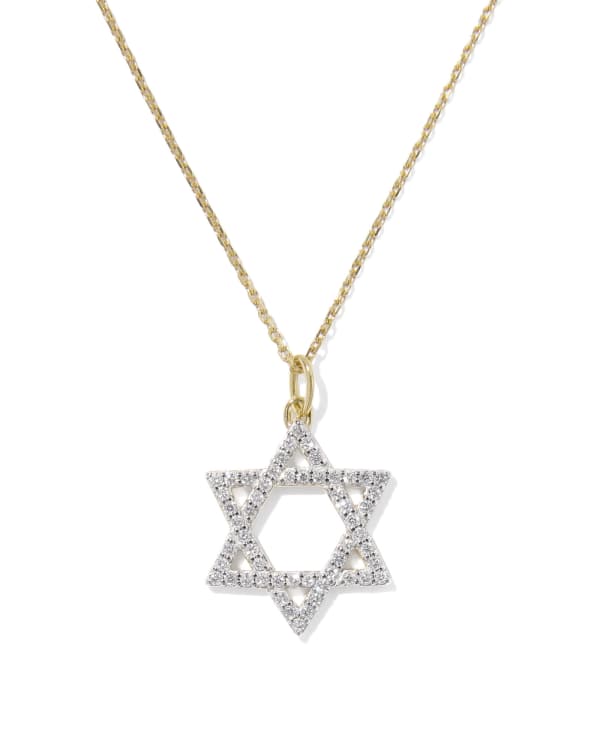 0.26 ct Lab Grown Diamond Star of David Pendant Necklace in 14k Yellow Gold