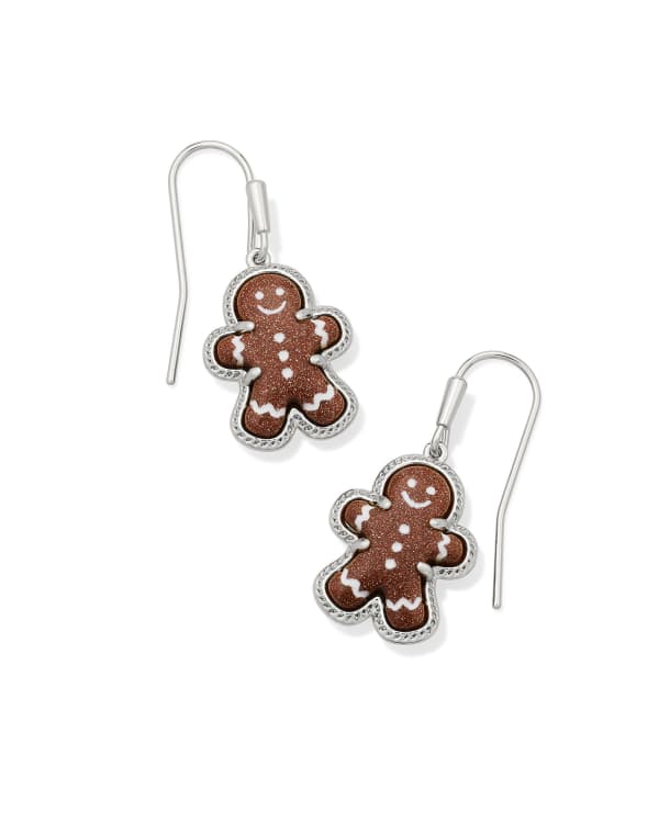 Gingerbread Silver Drop Earrings