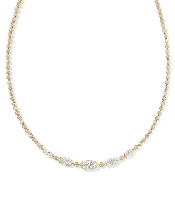 8.66 ct Lab Grown White Diamond Custom Elisa Tennis 14k Yellow Gold Necklace