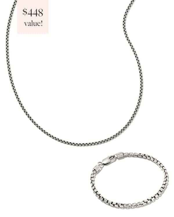 Beck Box Chain Gift Set of 2 in Oxidized Sterling Silver