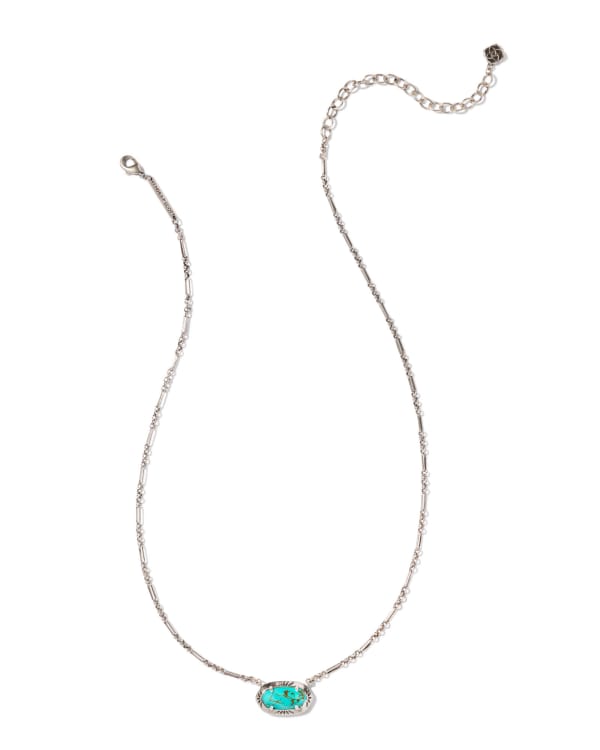 Elisa Vintage Silver Etch Frame Short Pendant Necklace
