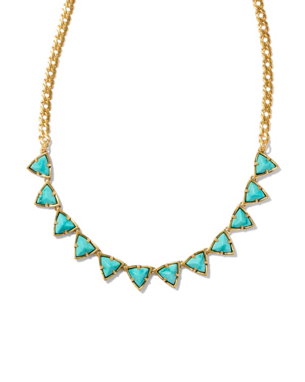 Robby Vintage Gold Strand Necklace in Variegated Turquoise Magnesite