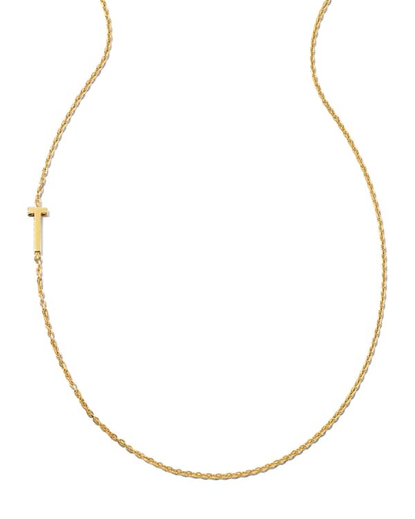 Letter T Inline Initial Necklace in 18k Gold Vermeil