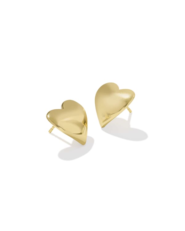Jasmine Heart Stud Earrings in 18k Gold Vermeil