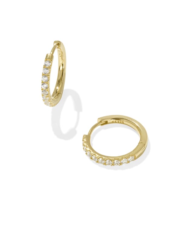Mackenzie 18k Gold Vermeil Small Hoop Earrings in White Topaz