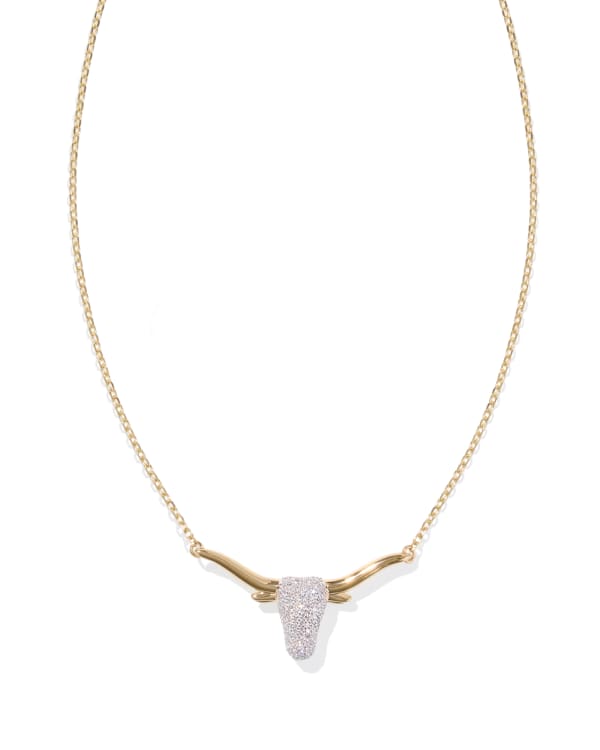 0.29 ct Longhorn Pendant Necklace in Pave Diamond and 14k Yellow Gold