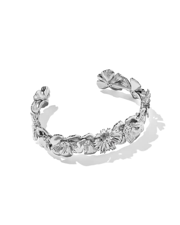 Cailey Flower Vintage Silver Cuff Bracelet 