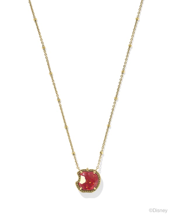 Disney | Kendra Scott Snow White Vintage Gold Apple Short Pendant Necklace in Red Lab Grown Opal