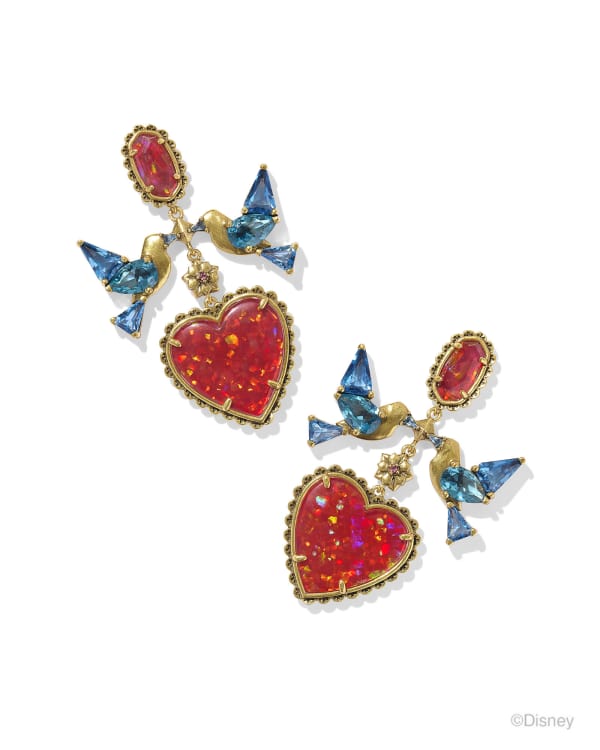 Disney | Kendra Scott Snow White Vintage Gold Heart Statement Earrings in Multi Mix