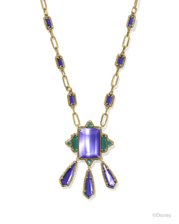 Disney | Kendra Scott The Queen Vintage Gold Statement Necklace in Royal Purple Mother-of-Pearl