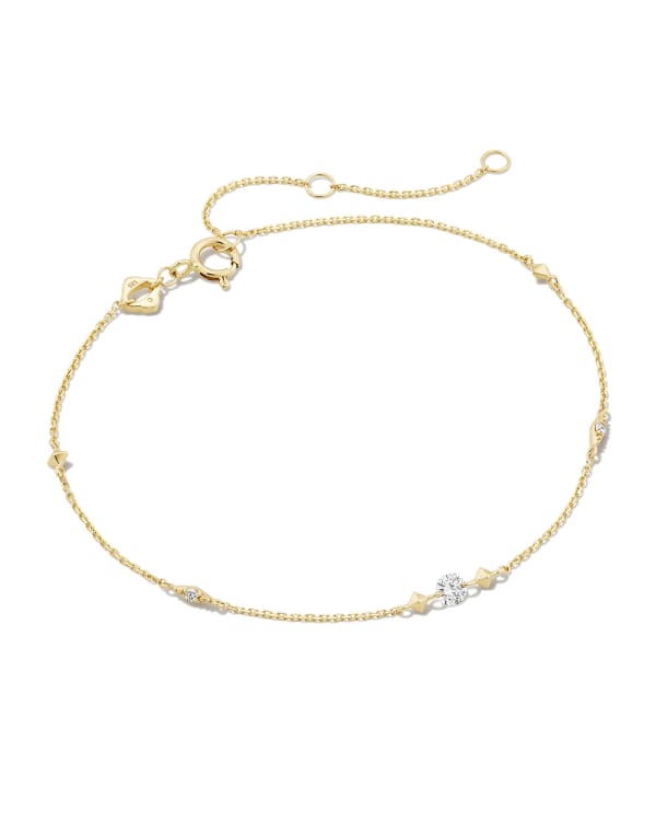 0.10 ct Floating Lab Grown White Diamond Delicate Chain Bracelet in 14k Yellow Gold