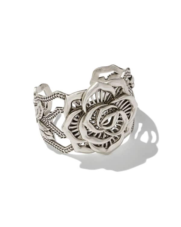 Ansel Rose Statement Cuff in Vintage Silver