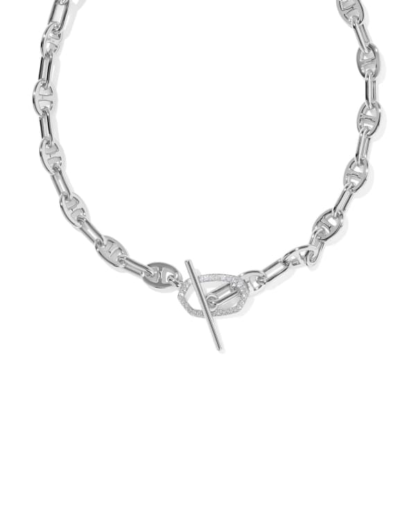 Elisa Toggle Silver Link and Chain Necklace 