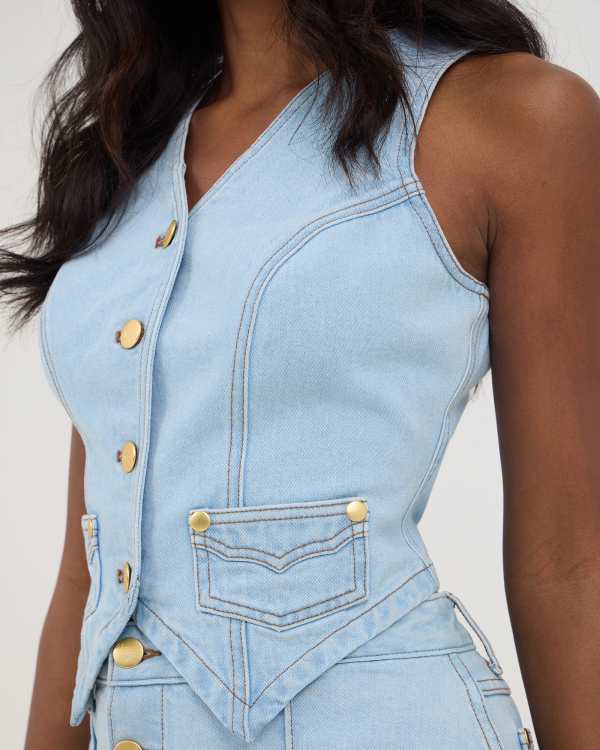 Wrangler® x Yellow Rose by Kendra Scott Tailored Denim Vest