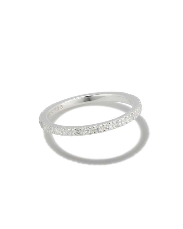 Arynn Sterling Silver Band Ring in White Sapphire