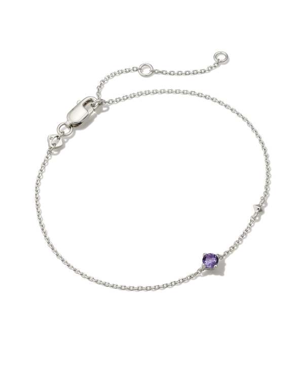 Maisie Sterling Silver Delicate Chain Bracelet in Amethyst