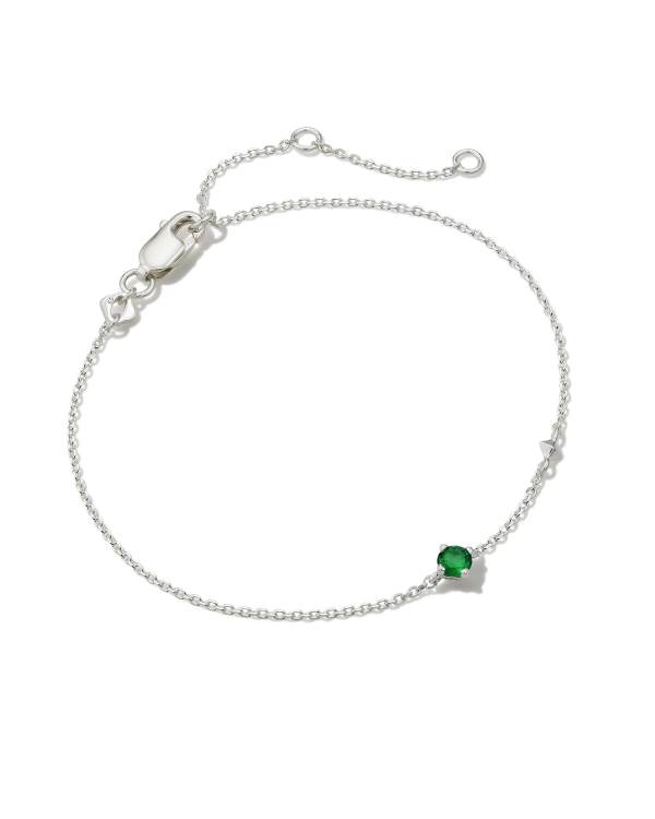 Maisie Sterling Silver Delicate Chain Bracelet in Green Onyx