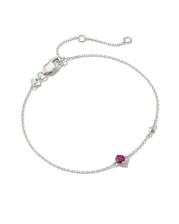 Maisie Sterling Silver Delicate Chain Bracelet in Ruby