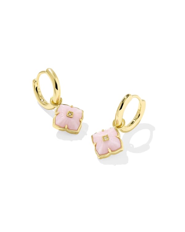 Dira 18k Gold Vermeil Carved Stone Huggie Earrings