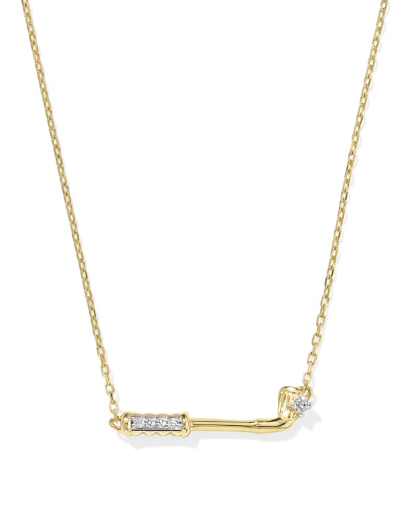 Diamond Accent Golf Club 14k Yellow Gold Necklace