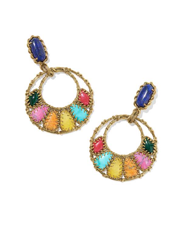 Dolly Parton x Kendra Scott Patchwork Open Frame Vintage Gold Statement Earrings
