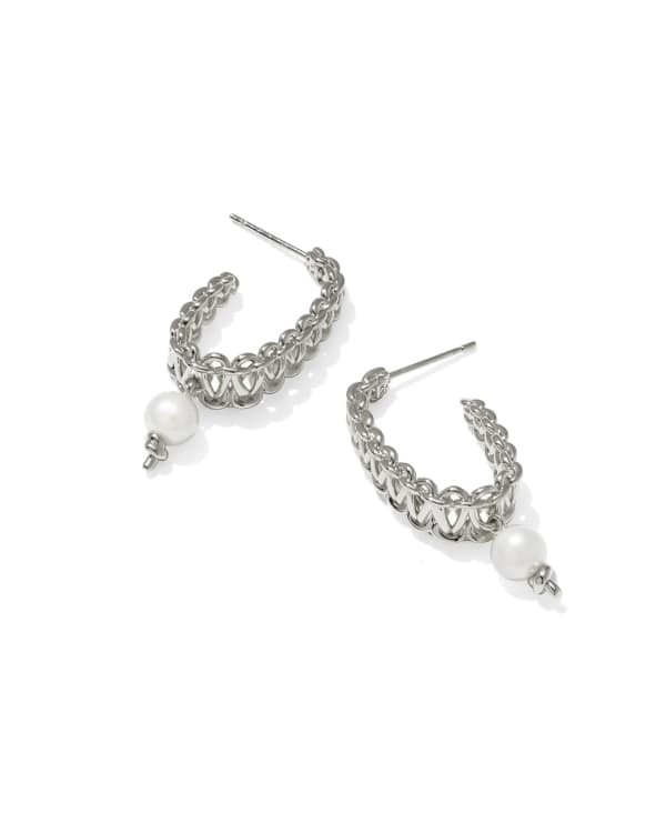 Gabriella Vintage Silver Pearl Hoop Earrings