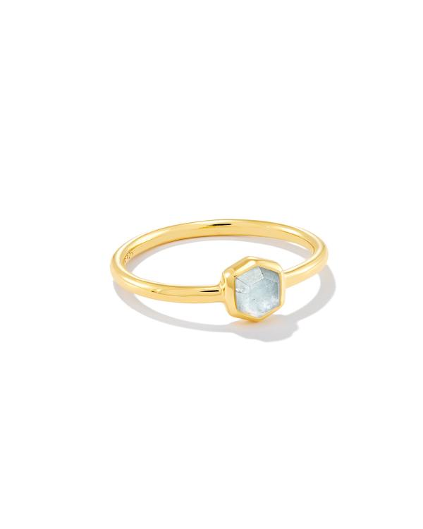 Davie 18k Gold Vermeil Band Ring in White Opal