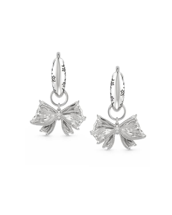 Kendra Scott x LoveShackFancy Bow Silver Convertible Huggie Earrings