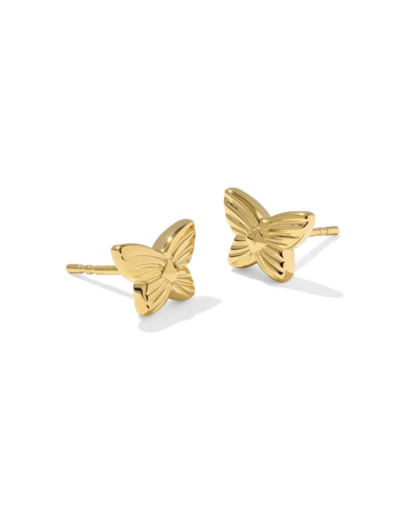 Metal Butterfly 18k Gold Vermeil Stud Earrings
