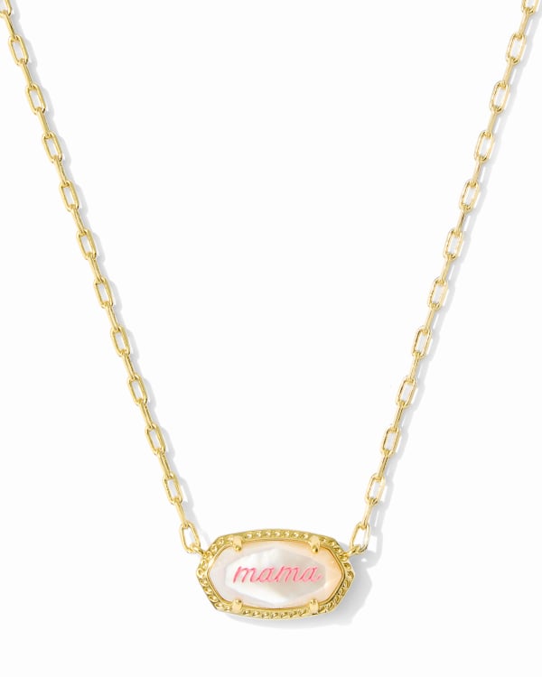 Elisa Mama Script Gold Short Pendant Necklace