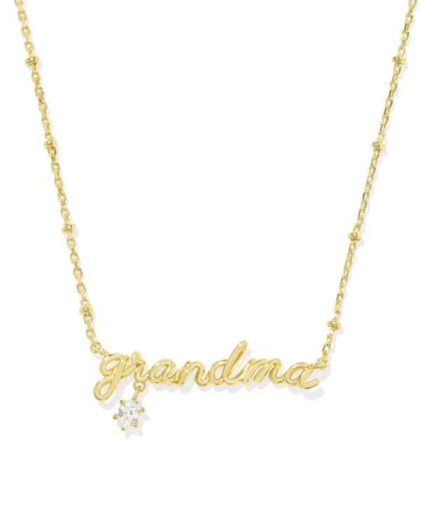 Grandma Gold Crystal Short Pendant Necklace