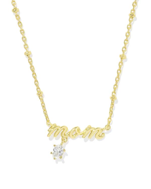 Mom Gold Crystal Short Pendant Necklace