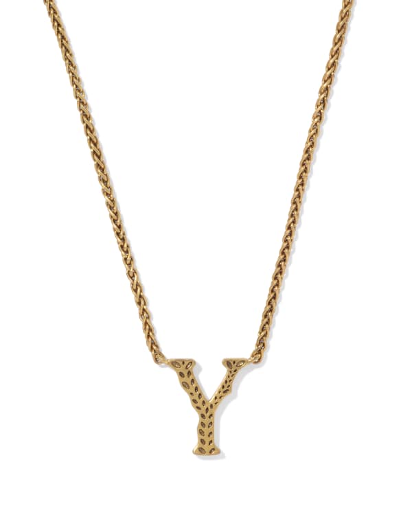 Beau Letter Y Pendant Necklace in Vintage Gold