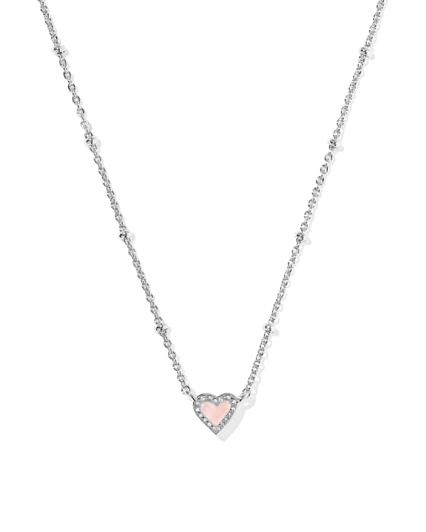 Mini Ari Heart Silver Satellite Short Pendant Necklace | Kendra Scott