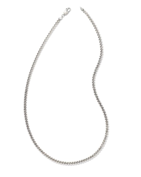 Curb Chain Necklace in Oxidized Sterling Silver