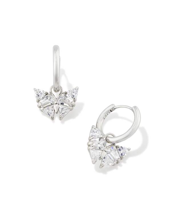 Blair Silver Butterly Huggie Earrings in White CZ