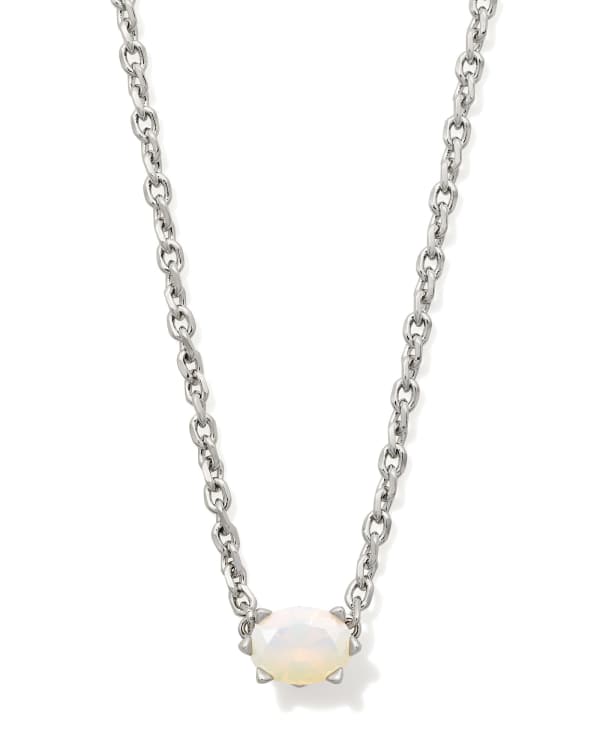 Cailin Silver Pendant Necklace in White Iridescent Crystal