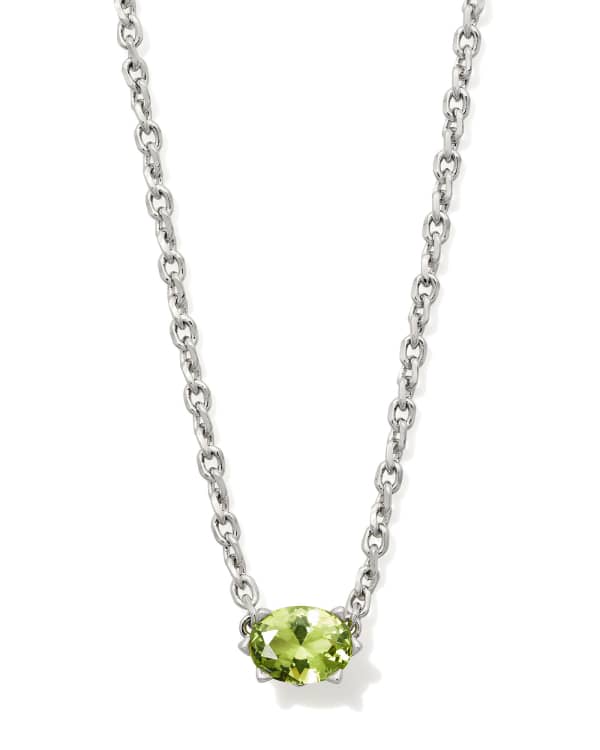 Cailin Silver Pendant Necklace in Light Green Crystal