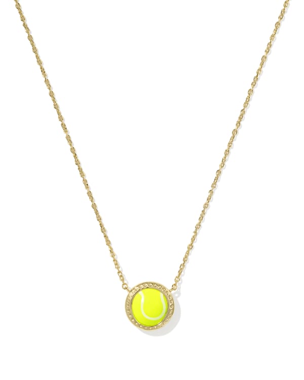 Tennis Gold Short Pendant Necklace in Chartreuse Magnesite