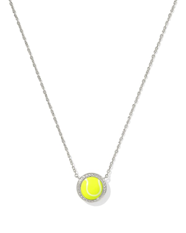 Tennis Silver Short Pendant Necklace in Chartreuse Magnesite