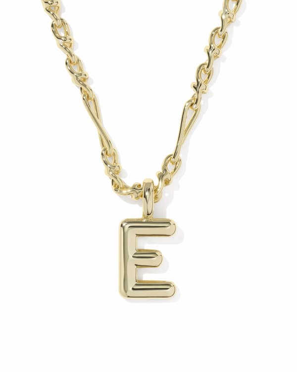 Bubble Letter E Gold Short Pendant Necklace