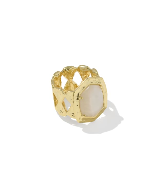 Tiger Striped Daphne Gold Cocktail Ring