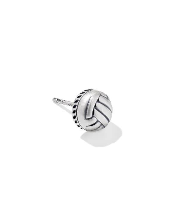 Volleyball Oxidized Sterling Silver Single Stud Earring 