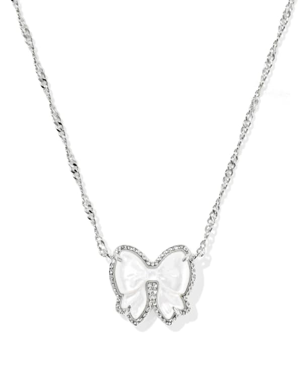 Haley Bow Silver Short Pendant Necklace 