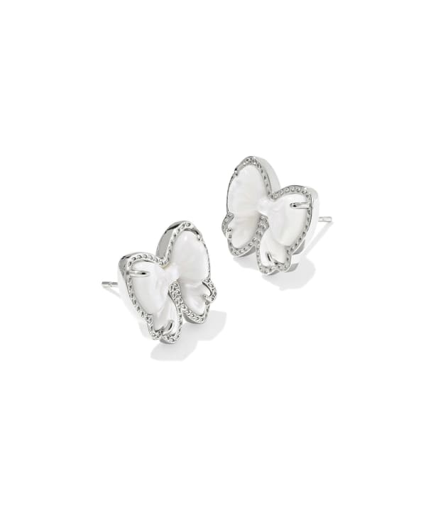 Haley Bow Silver Stud Earrings 
