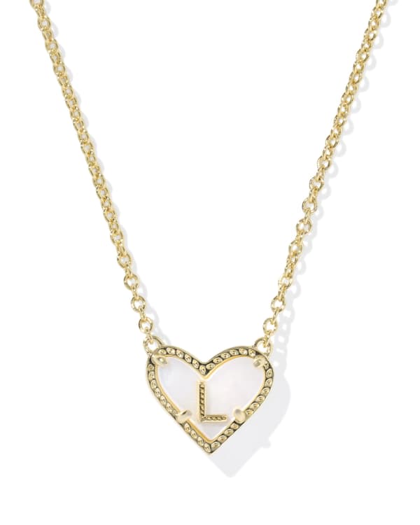 Ari Heart Letter L Gold Short Pendant Necklace
